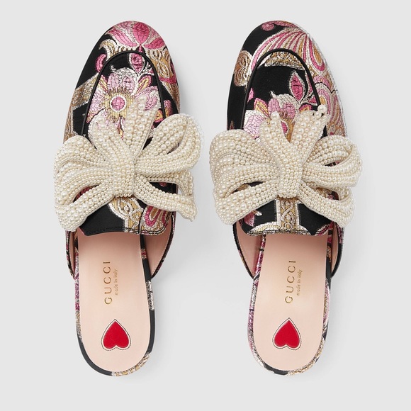 Gucci Shoes - Gucci Princetown Embellished Brocade Slippers Mule